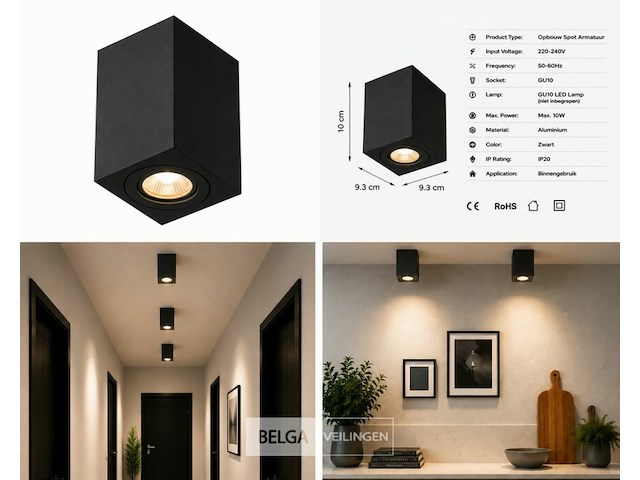 10 x opbouw spot armatuur – gu10 – zwart – ip20 – frezya-s - afbeelding 6 van  6