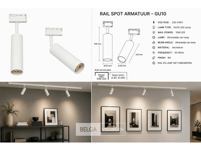 10 x rail spot armatuur – gu10 – wit – ip20 – londra-g - afbeelding 6 van  6