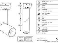 10 x rail spot armatuur – gu10 – wit – ip20 – toronto - afbeelding 4 van  5