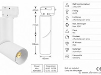 10 x rail spot armatuur – gu10 – wit – ip20 – toronto - afbeelding 5 van  5