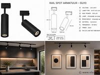 10 x rail spot armatuur – gu10 – zwart – ip20 – londra-g - afbeelding 5 van  5
