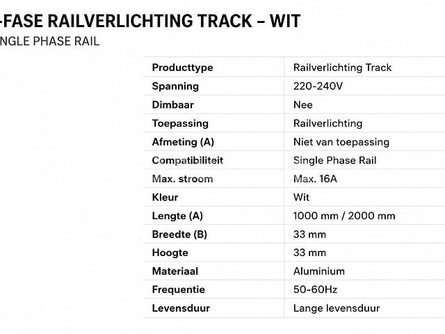 10 x railverlichting track – 1 fase – 1 meter – wit - lighting track - afbeelding 4 van  5