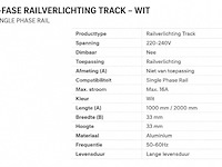 10 x railverlichting track – 1 fase – 1 meter – wit - lighting track - afbeelding 4 van  5