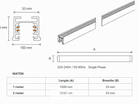10 x railverlichting track – 1 fase – 1 meter – wit - lighting track - afbeelding 3 van  6