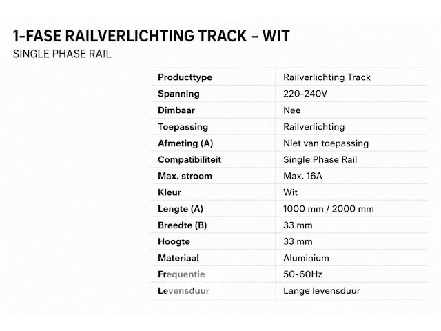 10 x railverlichting track – 1 fase – 2 meter – wit - lighting track - afbeelding 6 van  6