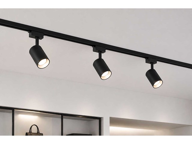 10 x railverlichting track – 1 fase – 2 meter – zwart - lighting track - afbeelding 3 van  5