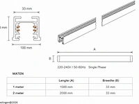 10 x railverlichting track – 1 fase – 2 meter – zwart - lighting track - afbeelding 3 van  6