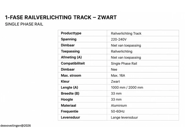 10 x railverlichting track – 1 fase – 2 meter – zwart - lighting track - afbeelding 6 van  6