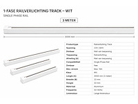 10 x railverlichting track – 1 fase – 3 meter – wit - lighting track - afbeelding 3 van  4