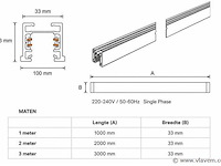 10 x railverlichting track – 1 fase – 3 meter – wit - lighting track - afbeelding 2 van  5