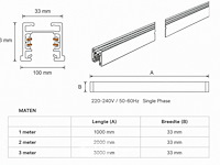 10 x railverlichting track – 1 fase – 3 meter – wit - lighting track - afbeelding 3 van  6