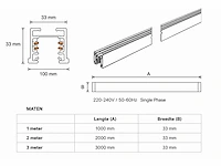 10 x railverlichting track – 1 fase – 3 meter – wit - lighting track - afbeelding 2 van  5
