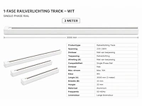 10 x railverlichting track – 1 fase – 3 meter – wit - lighting track - afbeelding 4 van  5