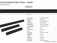 10 x railverlichting track – 1 fase – 3 meter – zwart - lighting track - afbeelding 4 van  5