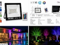 10 x rgb led floodlight 100w - zwart – ip65 – remix-100 - afbeelding 6 van  6