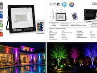 10 x rgb led floodlight 100w - zwart – ip65 – remix-100 - afbeelding 5 van  5