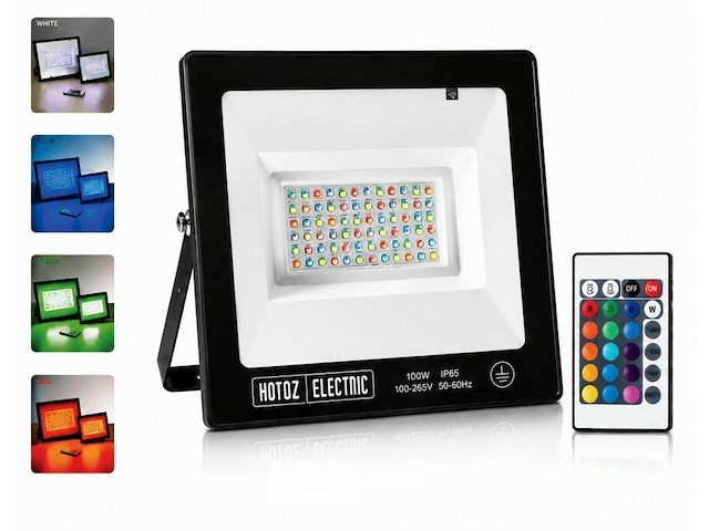 10 x rgb led floodlight 100w - zwart – ip65 – remix-100 - afbeelding 2 van  6