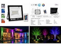 10 x rgb led floodlight 100w - zwart – ip65 – remix-100 - afbeelding 5 van  5