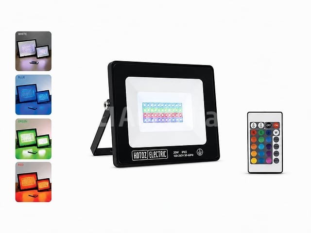 10 x rgb led floodlight 20w - zwart – ip65 – remix-20 - afbeelding 1 van  5
