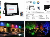 10 x rgb led floodlight 20w - zwart – ip65 – remix-20 - afbeelding 4 van  5