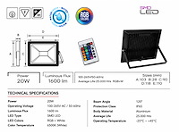 10 x rgb led floodlight 20w - zwart – ip65 – remix-20 - afbeelding 4 van  5