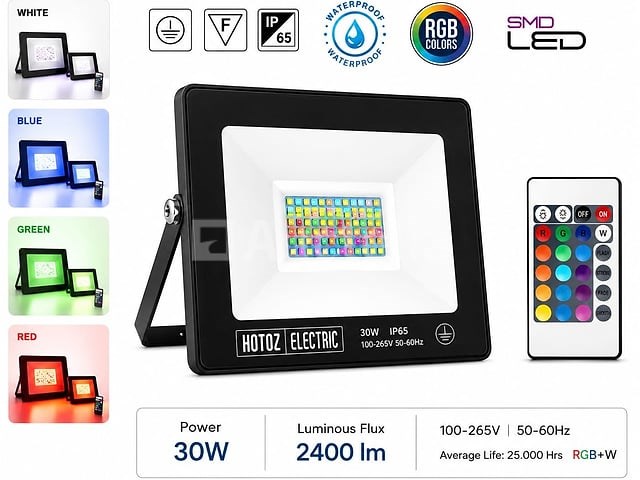 10 x rgb led floodlight 30w - zwart – ip65 – remix-30 - afbeelding 3 van  5
