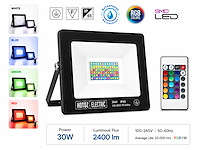 10 x rgb led floodlight 30w - zwart – ip65 – remix-30