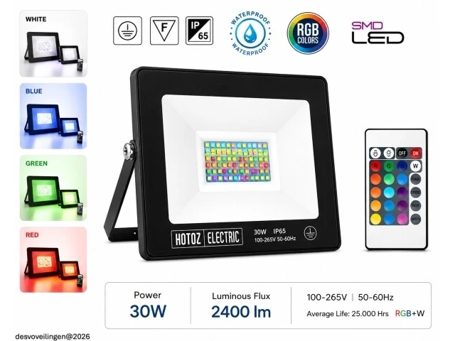 10 x rgb led floodlight 30w - zwart – ip65 – remix-30 - afbeelding 2 van  6