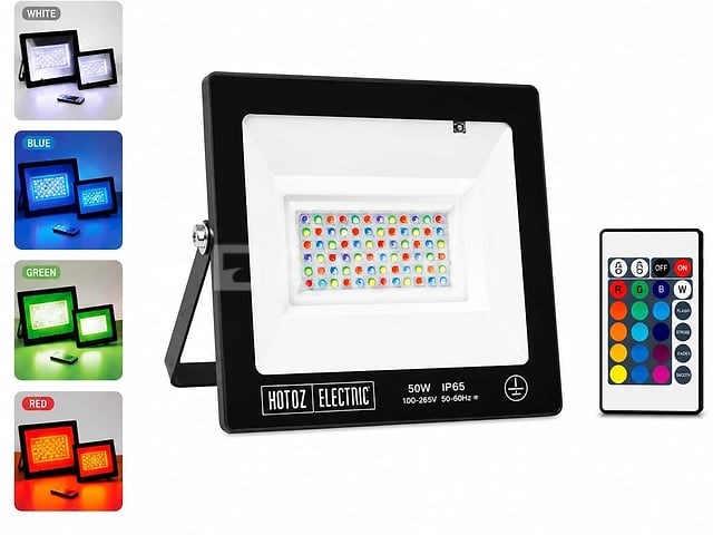 10 x rgb led floodlight 50w - zwart – ip65 – remix-50 - afbeelding 1 van  5