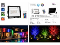 10 x rgb led floodlight 50w - zwart – ip65 – remix-50 - afbeelding 4 van  4