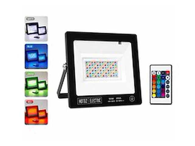 10 x rgb led floodlight 50w - zwart – ip65 – remix-50 - afbeelding 1 van  6