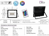 10 x rgb led floodlight 50w - zwart – ip65 – remix-50 - afbeelding 4 van  5
