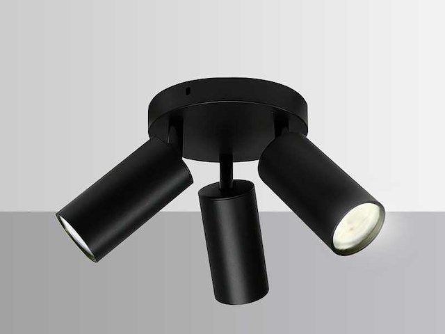 10 x ronde opbouwspot – 3 x gu10 – draaibare spots – zwart - afbeelding 5 van  6