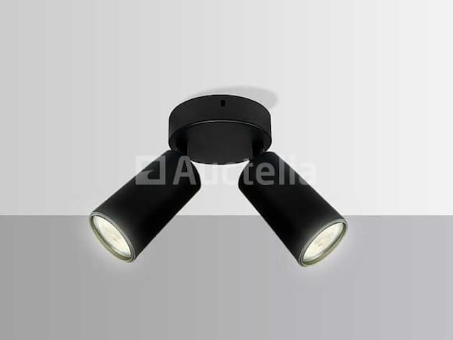 10 x ronde plafondlamp – 2 x gu10 – draaibare spots – zwart - afbeelding 2 van  4