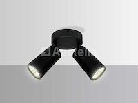 10 x ronde plafondlamp – 2 x gu10 – draaibare spots – zwart - afbeelding 2 van  4