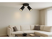 10 x ronde plafondlamp – 2 x gu10 – draaibare spots – zwart - afbeelding 1 van  4