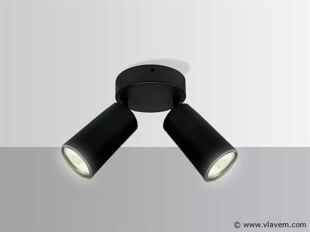 10 x ronde plafondlamp – 2 x gu10 – draaibare spots – zwart - afbeelding 2 van  4