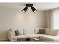 10 x ronde plafondlamp – 2 x gu10 – draaibare spots – zwart - afbeelding 1 van  4