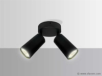 10 x ronde plafondlamp – 2 x gu10 – draaibare spots – zwart - afbeelding 2 van  4
