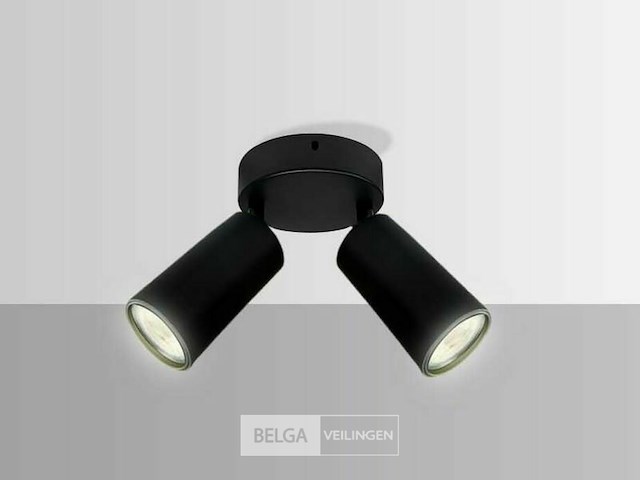 10 x ronde plafondlamp – 2 x gu10 – draaibare spots – zwart - afbeelding 3 van  5
