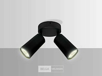 10 x ronde plafondlamp – 2 x gu10 – draaibare spots – zwart - afbeelding 3 van  5