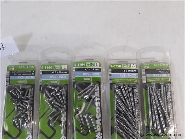 10 x schroeven inox in blisterverpakking mix - afbeelding 2 van  2