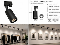 10 x spot op richtbare rail – gu10 – ip20 – zwart – bazel