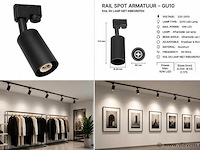 10 x spot op richtbare rail – gu10 – ip20 – zwart – bazel - afbeelding 5 van  5