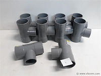 10 x t stuk 50-50-40 pvc lijmverbinding grijs