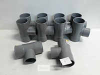 10 x t stuk 50-50-40 pvc lijmverbinding grijs