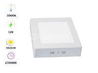 10 x vierkante led-panelen op het oppervlak gemonteerd – 12w – 3000k warm wit - afbeelding 1 van  4