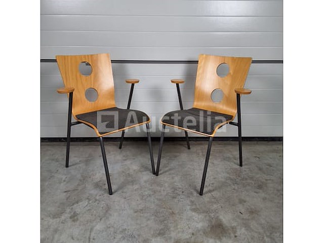 10 x vintage stoel drisag occhio van roel vandebeek voor drisag met armleuning - afbeelding 2 van  6