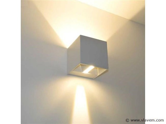 10 x wandlamp – tweerichtings led – kubus – 2 x 5w – wit - afbeelding 3 van  5