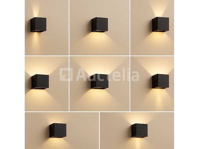 10 x wandlamp – tweerichtings led – kubus – 2 x 5w – zwart - afbeelding 4 van  5